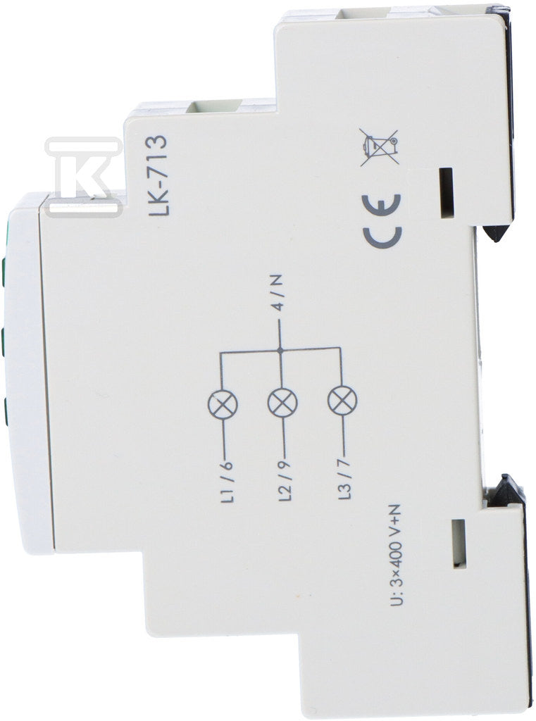 Lampka kontrolna zasilania LK-713 G, 3xLED zielona, 3x230V+N, 1 moduł