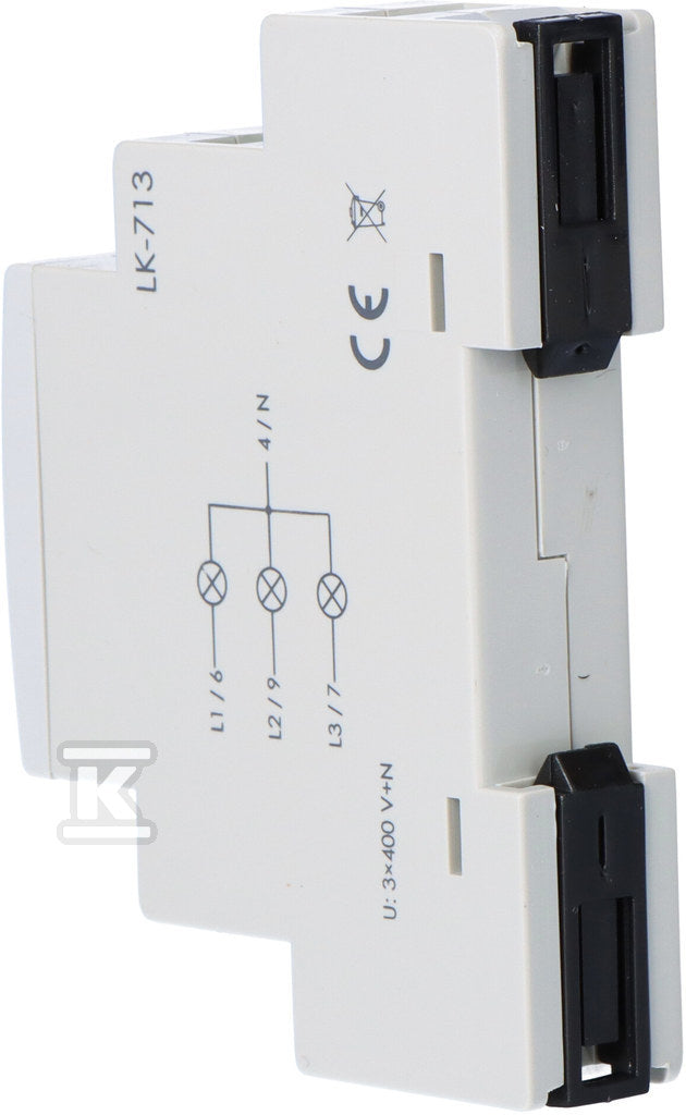 Lampka kontrolna zasilania LK-713 G, 3xLED zielona, 3x230V+N, 1 moduł