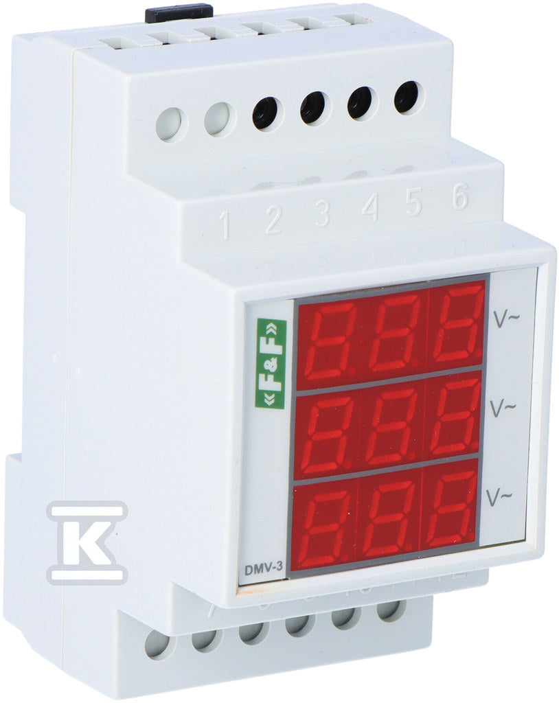 Cyfrowy wskaźnik napięcia, trójfazowy DMV-3 true RMS zakres wskazań 100÷300V 3 moduły