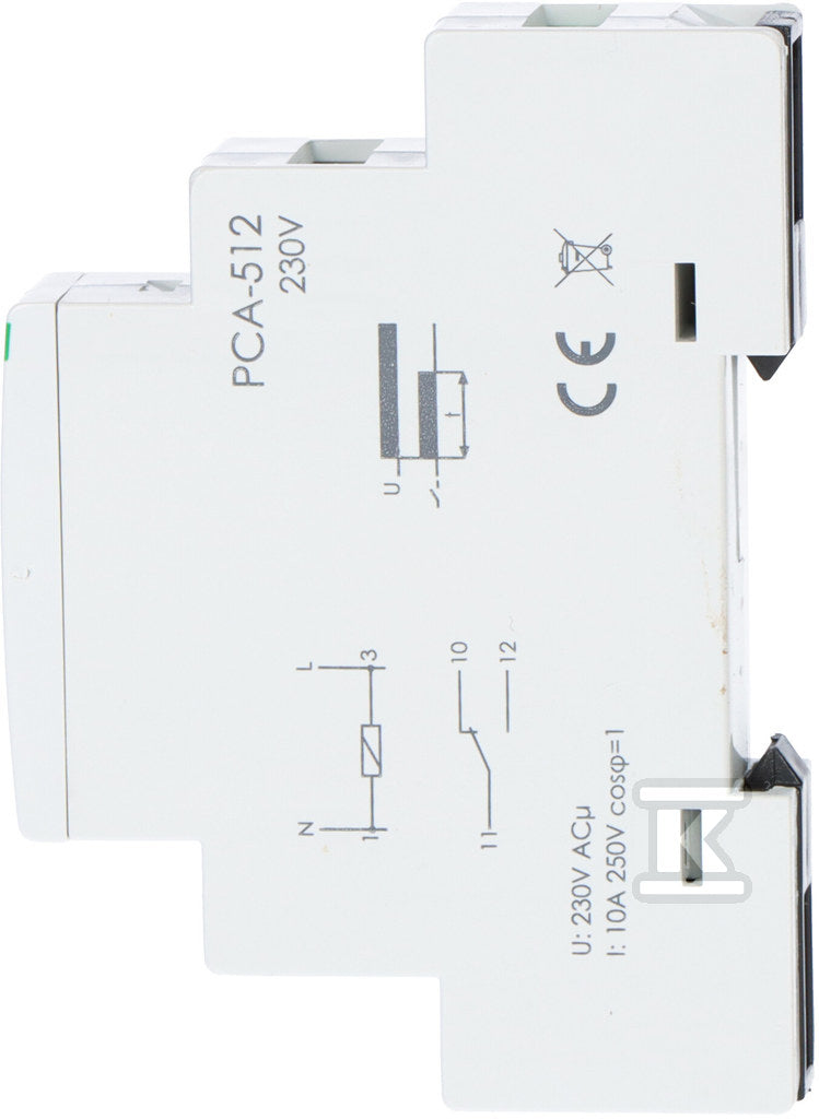 Przekaźnik czasowy PCA-512 jednofunkcyjny - awersyjny (opóźn. rozłącz.), styk: 1P , U=230V, I=10A, 1 moduł