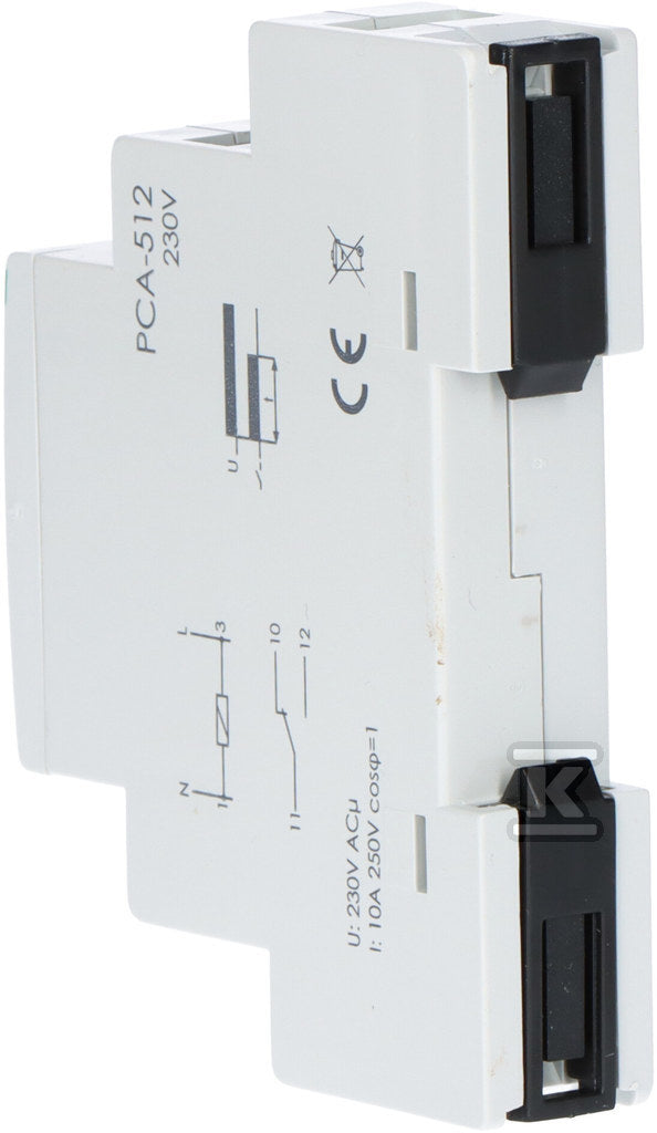 Przekaźnik czasowy PCA-512 jednofunkcyjny - awersyjny (opóźn. rozłącz.), styk: 1P , U=230V, I=10A, 1 moduł