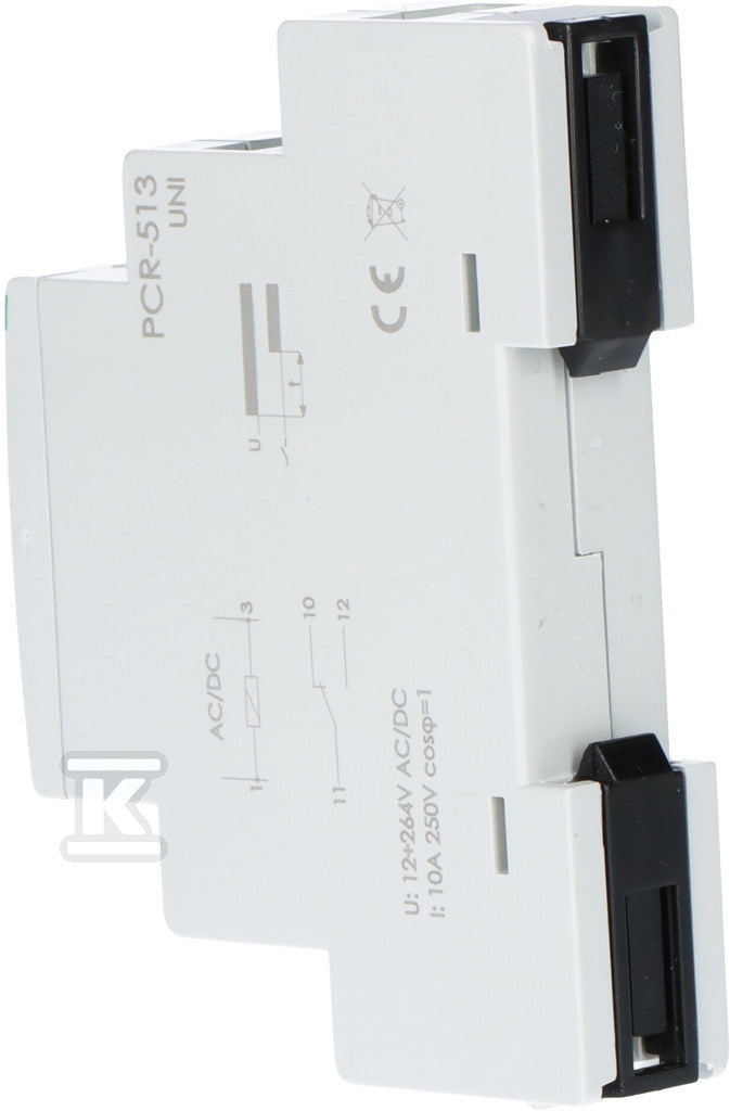 Przekaźnik czasowy PCR-513 UNI jednofunkcyjny- rewersyjny (opóźn. załączanie), styki: 1P , U=12-264V, I=10A, 1 moduł
