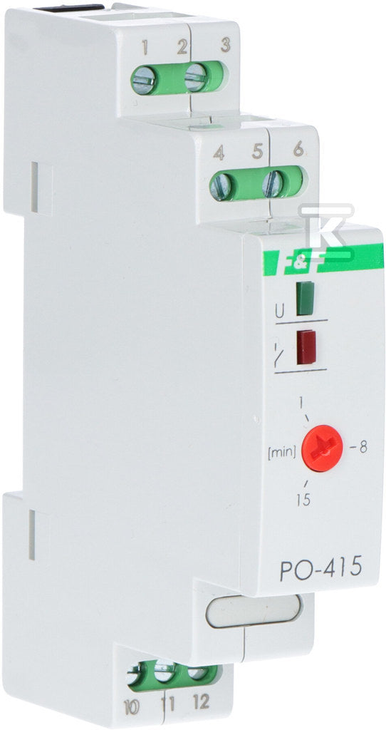 Przekaźnik czasowy PO-415 z opóźnionym odpadaniem, styki: 1P, U=24V, I=10A, 1 moduł