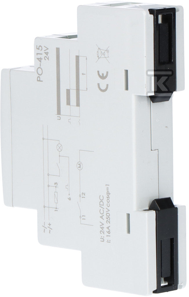 Przekaźnik czasowy PO-415 z opóźnionym odpadaniem, styki: 1P, U=24V, I=10A, 1 moduł