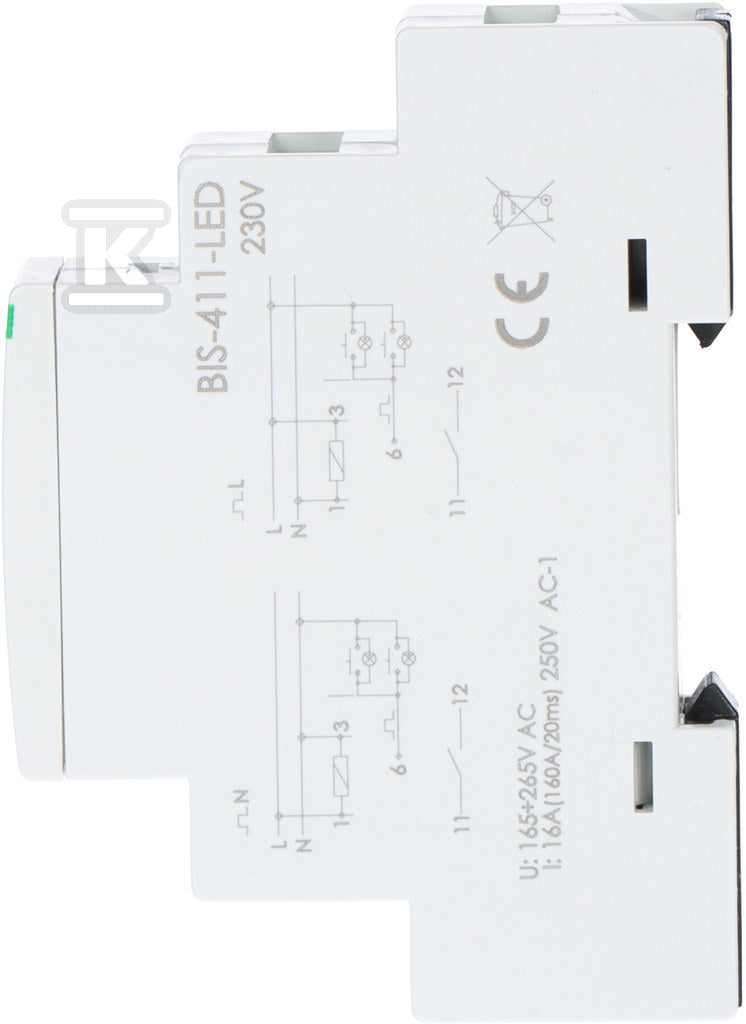Przekaźnik bistabilny, na szynę DIN, z przekaźnikiem inrush 160A/20ms BIS-411-LED