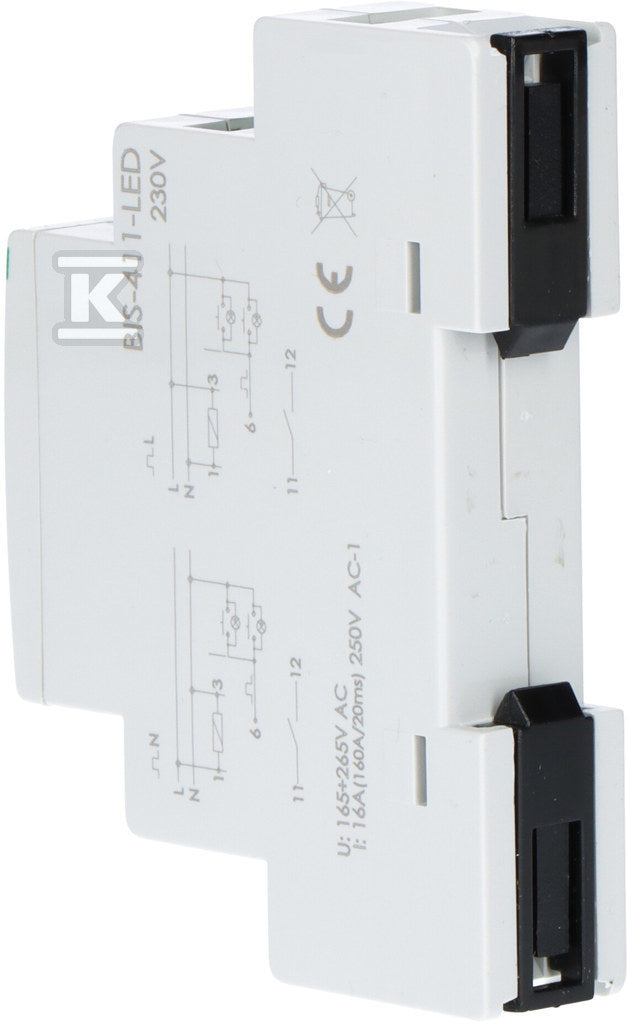 Przekaźnik bistabilny, na szynę DIN, z przekaźnikiem inrush 160A/20ms BIS-411-LED