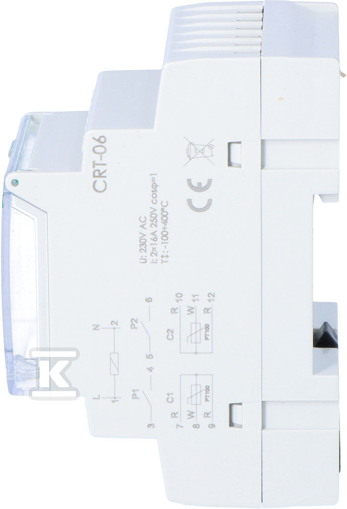Cyfrowy regulator teperatury CRT-06 (bez sond), zakres reg. -100-400° C, I=16A, 3 moduły