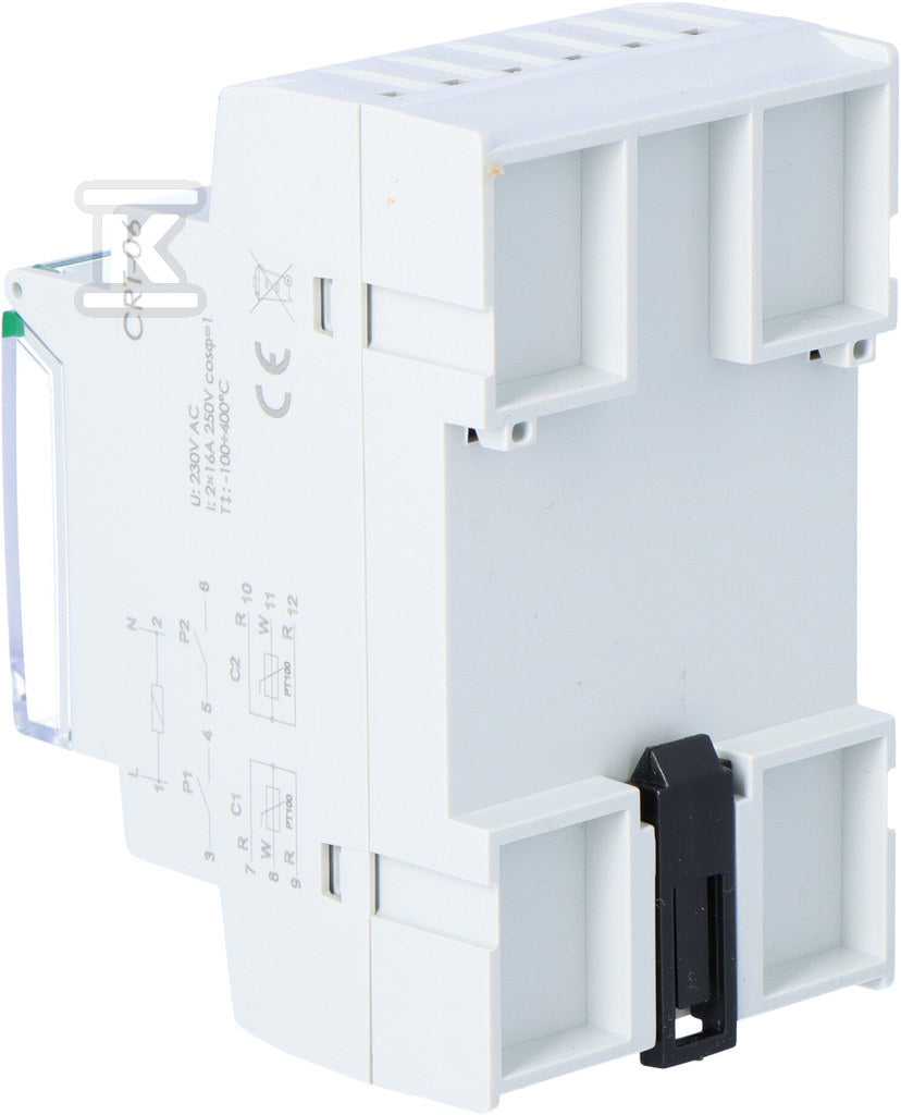 Cyfrowy regulator teperatury CRT-06 (bez sond), zakres reg. -100-400° C, I=16A, 3 moduły