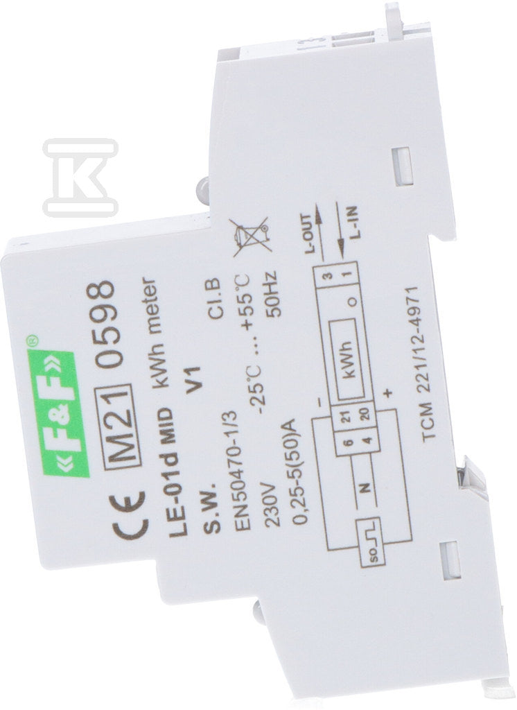 Licznik energii elektrycznej LE-01d - jednofazowy, wyświetlacz LCD, kl.1, 5(45)A