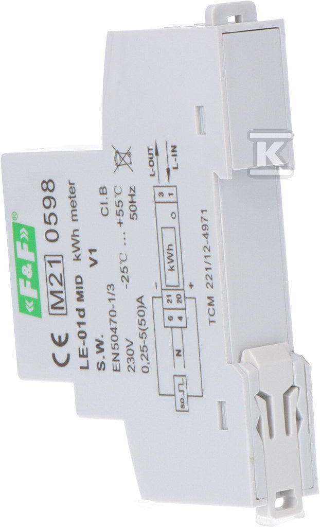 Licznik energii elektrycznej LE-01d - jednofazowy, wyświetlacz LCD, kl.1, 5(45)A