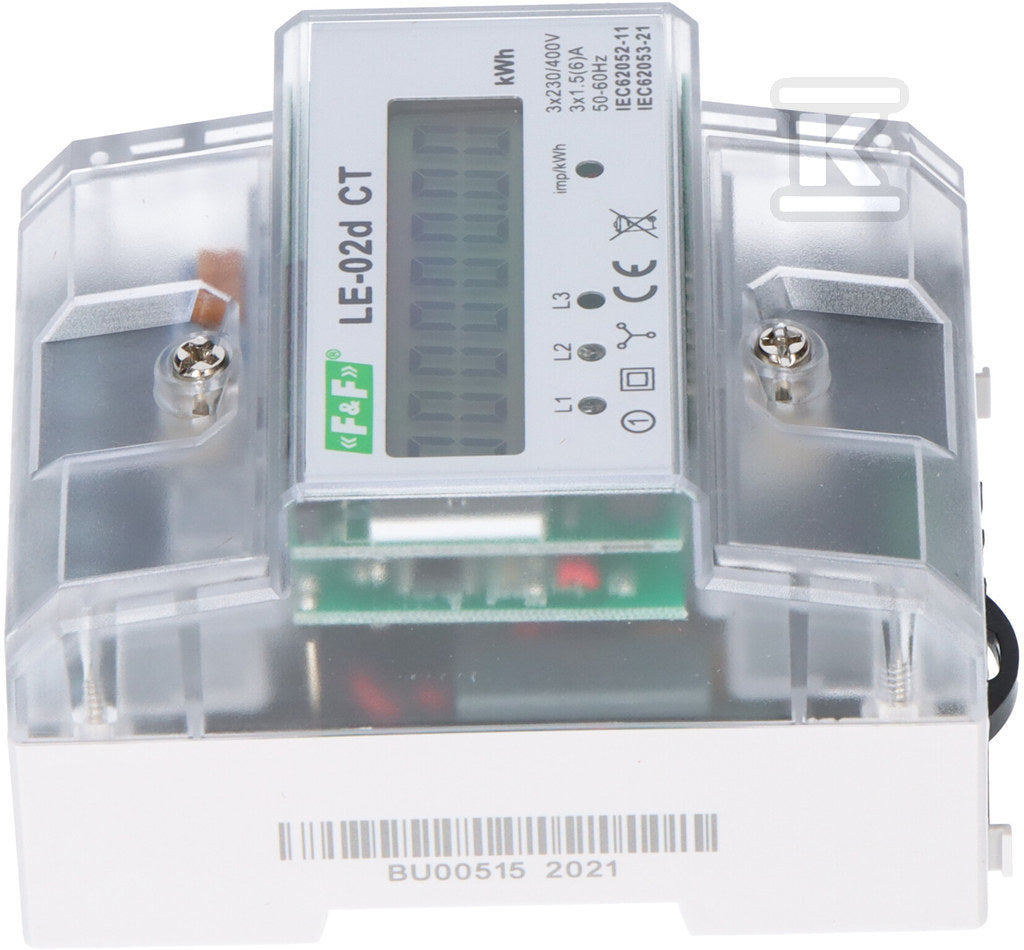 Licznik energii elektrycznej LE-02d CT - trójfazowy z programowalną przekładnią, wyświetlacz LCD, kl.1