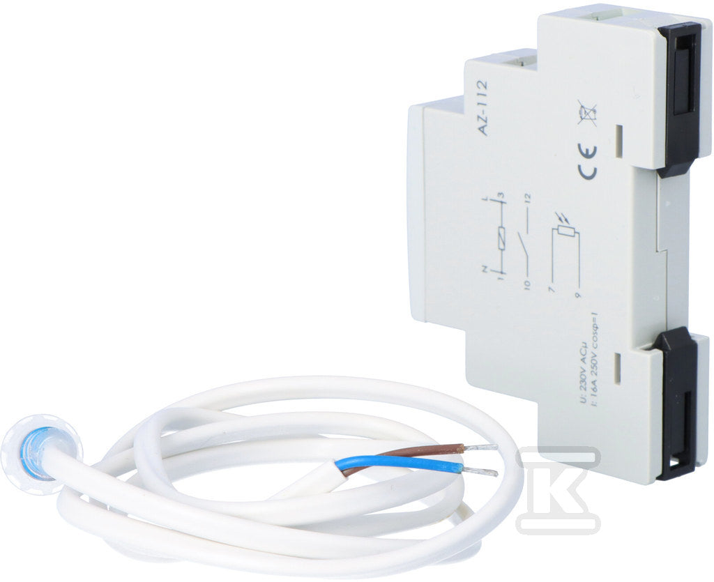 Automat zmierzchowy AZ-112 I=16A, zewnętrzna sonda hermetyczna fi 10, 1 moduł
