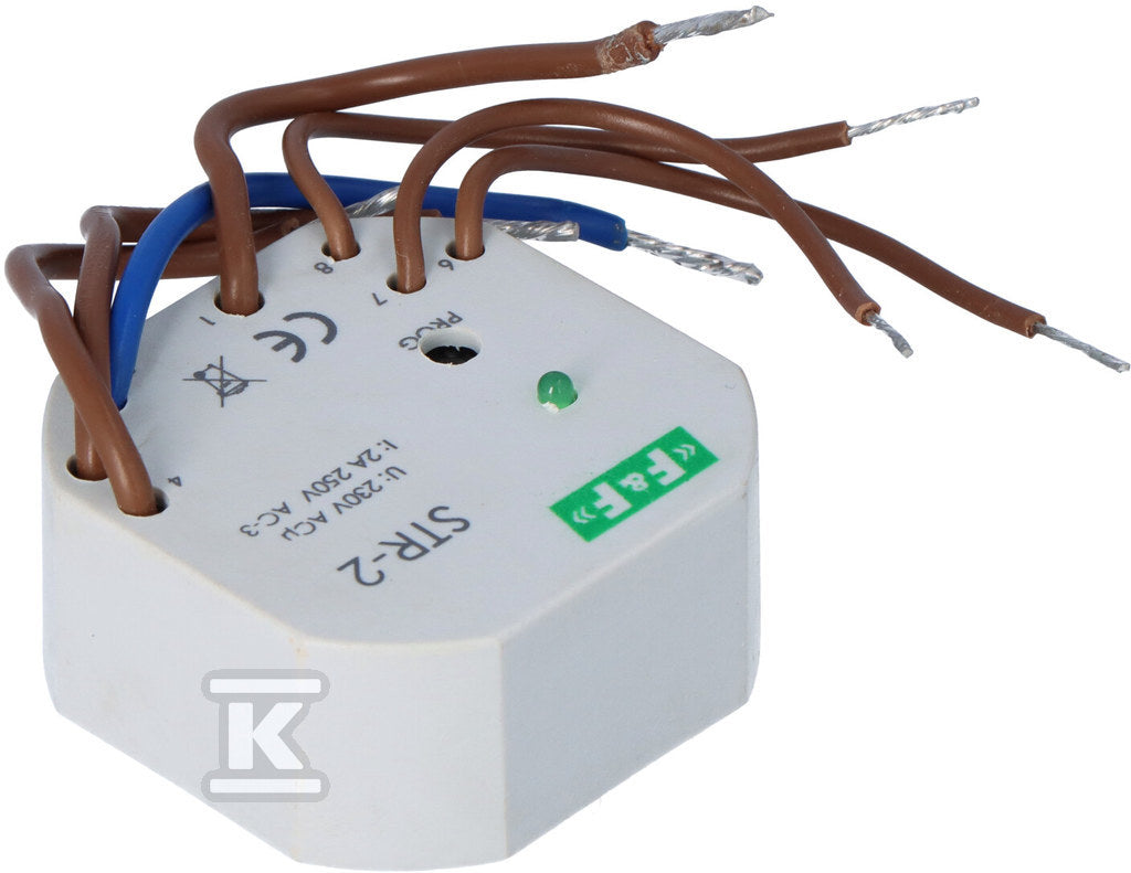 Sterownik rolet STR-2 jednoprzyciskowy, Un=230V AC, 8A, montaż w puszce podtynkowej fi 60
