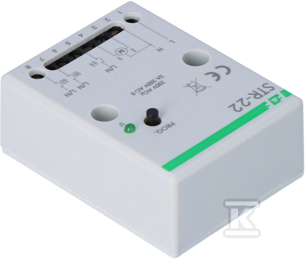 Sterownik rolet STR-22 jednoprzyciskowy, Un=24V AC, 8A, montaż natynkowy lub w kasecie rolety