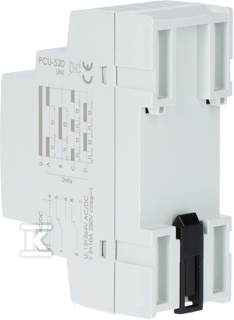 Przekaźnik czasowy 2-funkcyjny (nastawa 2 czasów T1 T2, styk: 2xNO/NC 12-264V PCU-520UNI