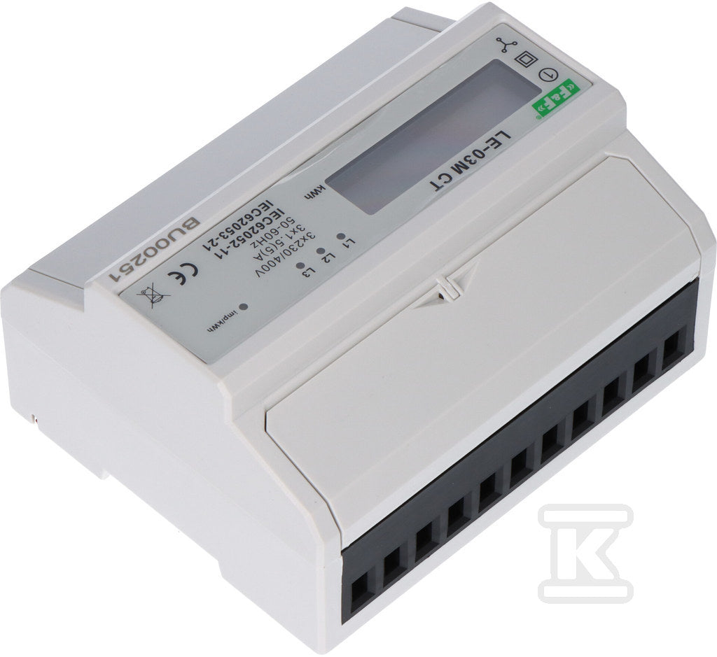 Licznik energii elektrycznej - trójfaz.z programowalną przekładnią , RS-485 MODBUS, LCD, kl.1 LE-03M-CT