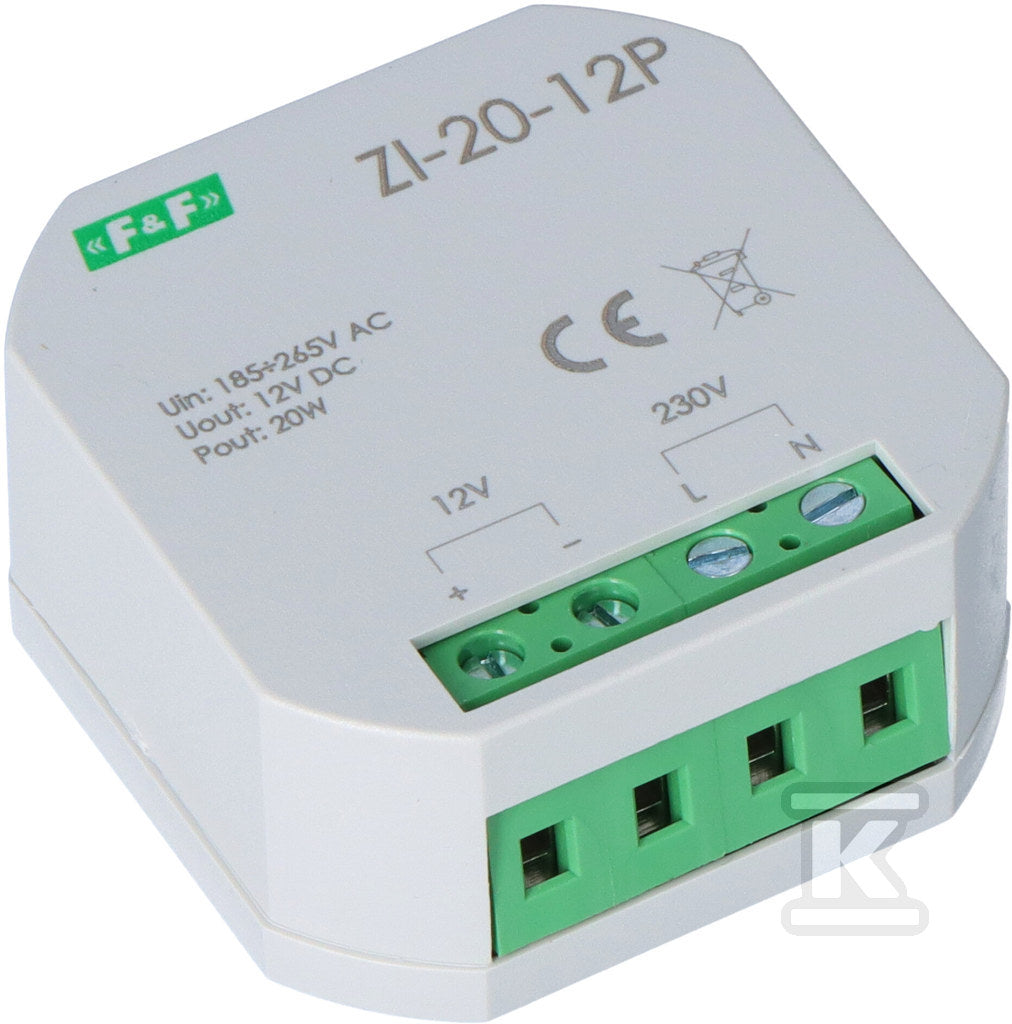 Zasilacz impulsowy do puszki 12V DC 20W
