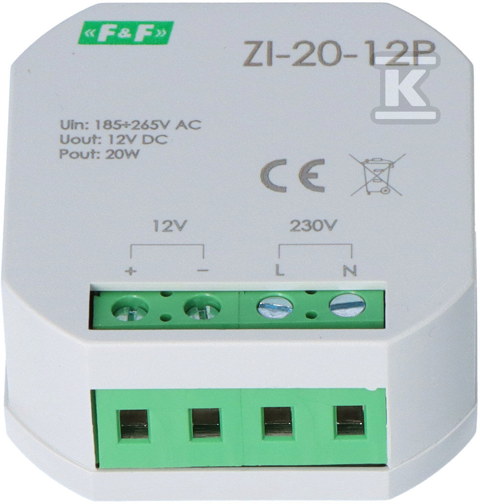 Zasilacz impulsowy do puszki 12V DC 20W