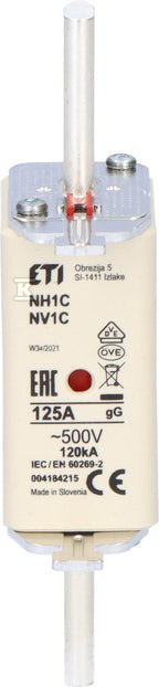 Wkładka topikowa przemysłowa zwłoczna KOMBI NH1C gG 125A/500V