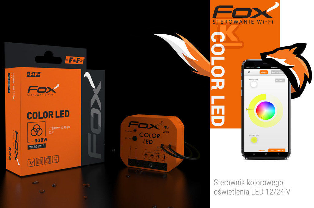 STEROWNIK OŚWIETLENIA KOLOROWEGO (RGBW) LED 12/24V Wi-Fi Color LED FOX