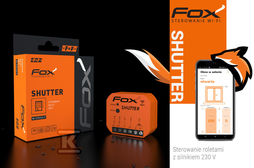 DOPUSZKOWY STEROWNIK ROLET Wi-Fi Z SILNIKIEM 230V SHUTTER FOX
