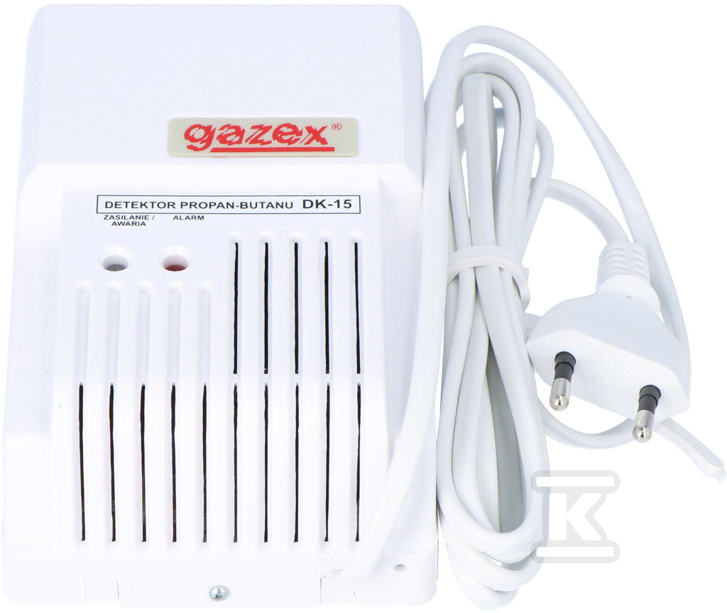 Domowy detektor propan-butanu DK-15 propan-butan, alarm 15% DGW, wyj.do syreny zewn., sensor p-p, zasilanie 230V (do użytku domowego)