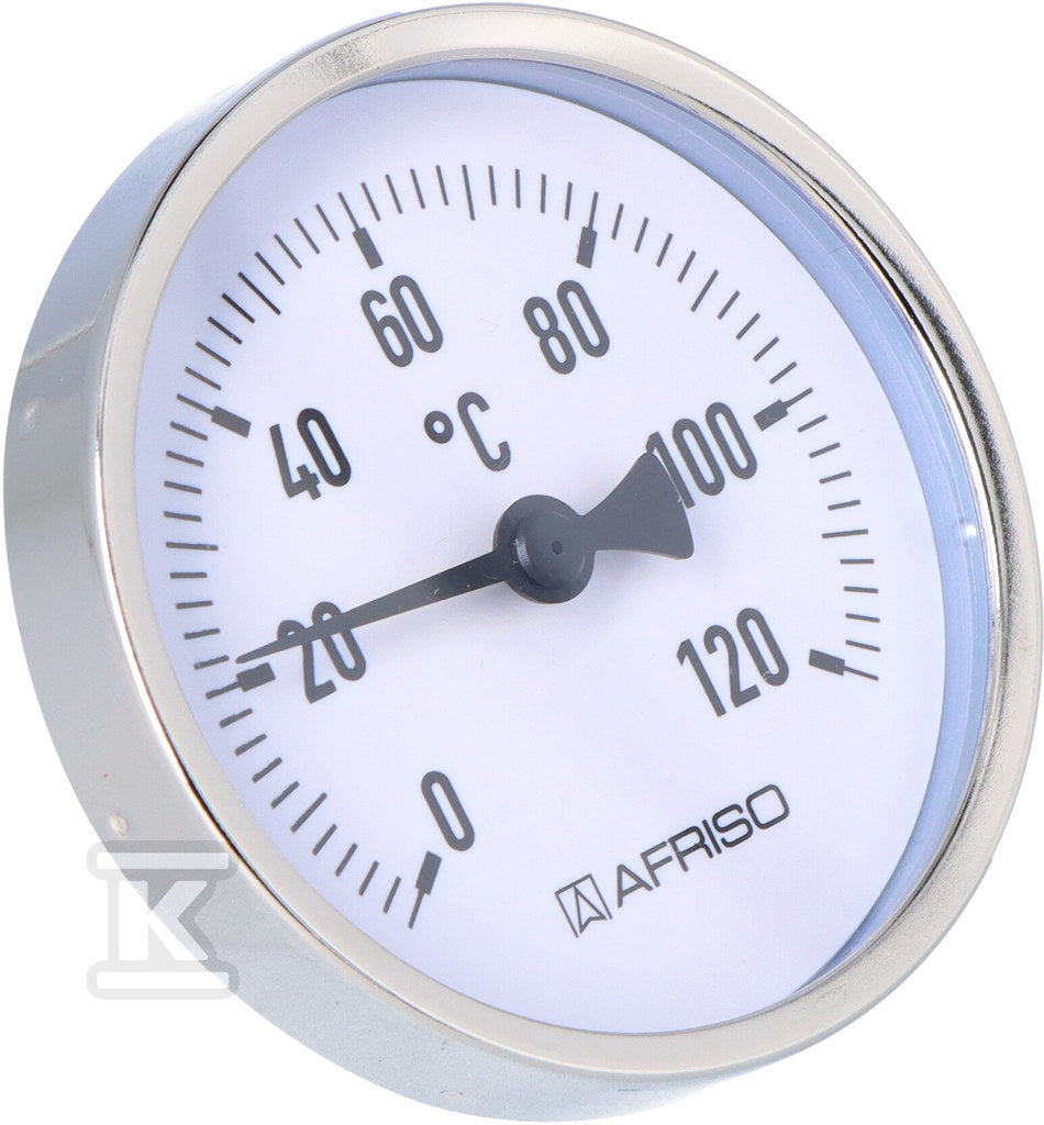 Termometr bimetaliczny BiTh 80, fi 80 mm, 0-120°C, tuleja 45 mm, 1/2" ax, kl. 2,0