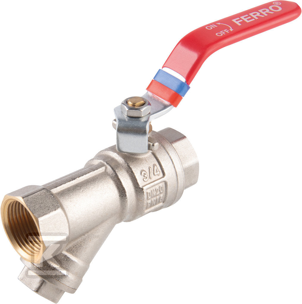 Zawór kulowy nakrętno-nakrętny z dźwignią, z filtrem, 1 1/4", F-Power