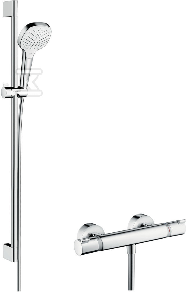 Zestaw prysznicowy Hansgrohe Croma Select E Vario z termostatem Ecostat Comfort i drążkiem 90 cm 27082400