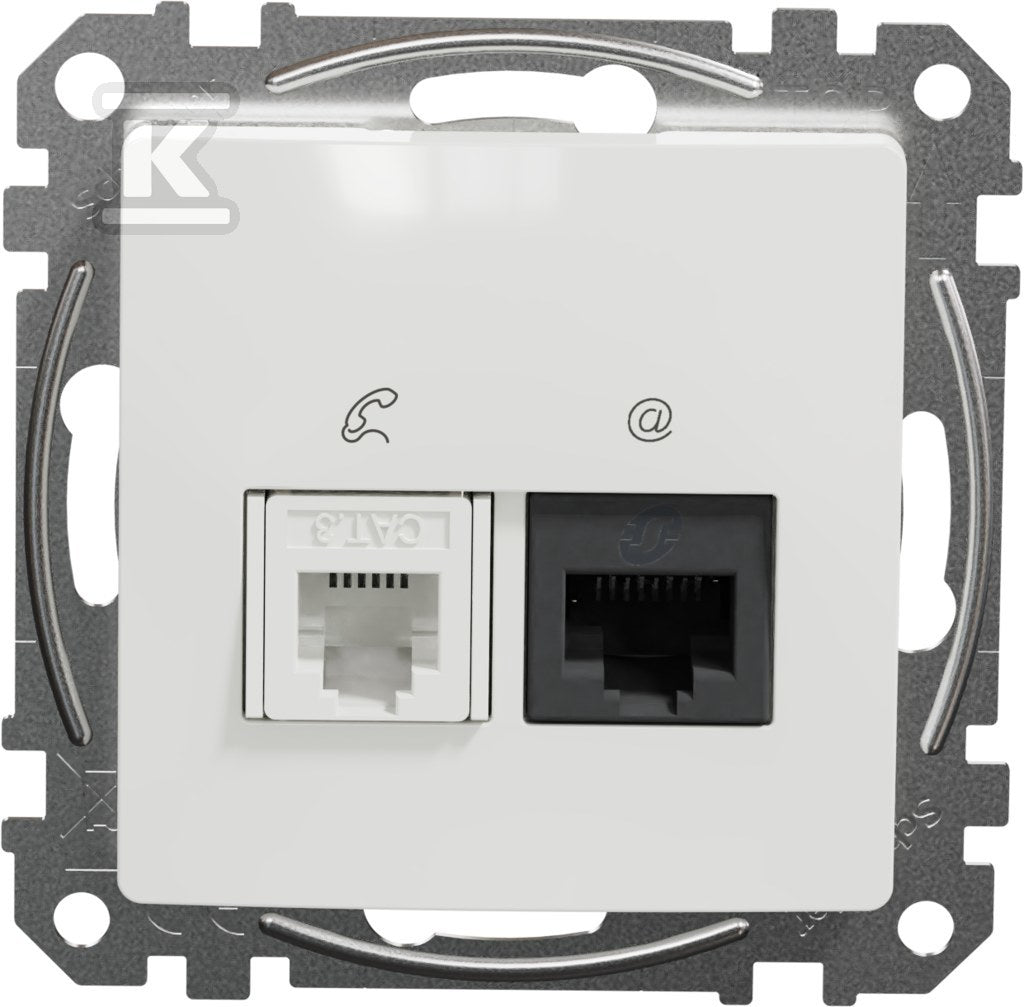 Gniazdo komputerowo-telefoniczne (RJ45 kat.6 UTP + RJ11), biały SEDNA DESIGN