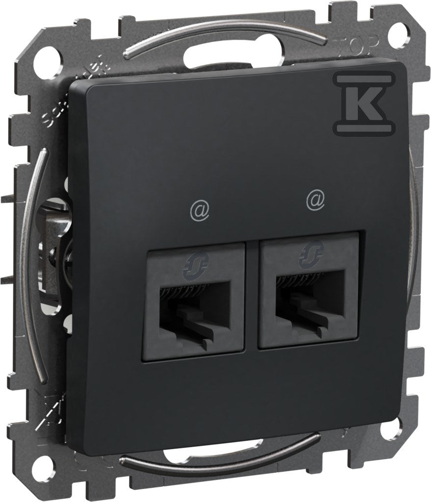 Gniazdo komputerowe 2xRJ45 kat.5e UTP, czarny antracyt SEDNA DESIGN