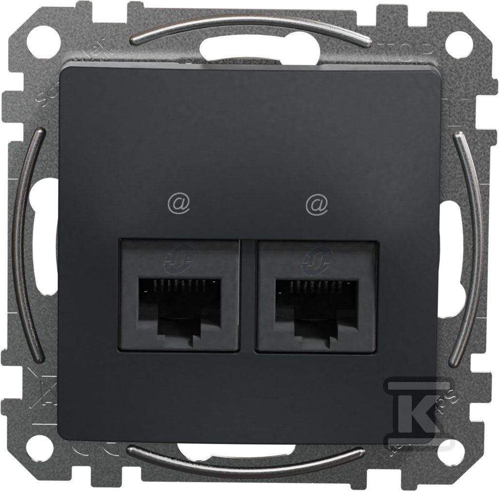 Gniazdo komputerowe 2xRJ45 kat.5e UTP, czarny antracyt SEDNA DESIGN