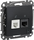 Gniazdo komputerowo-telefoniczne (RJ45 kat.6 UTP + RJ11), czarny antracyt SEDNA DESIGN