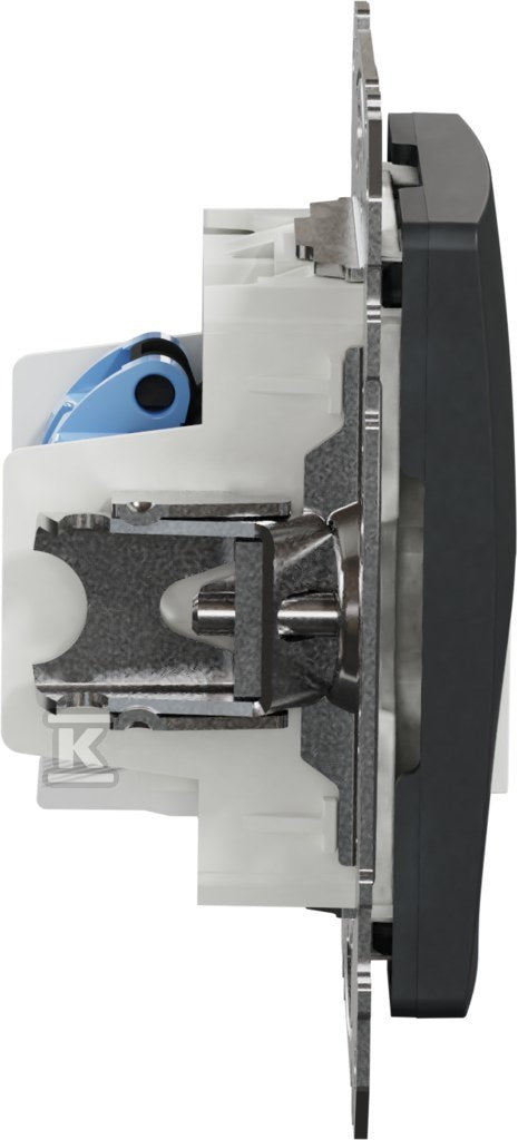 Gniazdo komputerowo-telefoniczne (RJ45 kat.6 UTP + RJ11), czarny antracyt SEDNA DESIGN