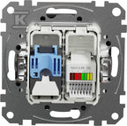 Gniazdo komputerowo-telefoniczne (RJ45 kat.6 UTP + RJ11), czarny antracyt SEDNA DESIGN
