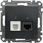 Gniazdo komputerowo-telefoniczne (RJ45 kat.6 UTP + RJ11), czarny antracyt SEDNA DESIGN