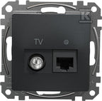 Gniazdo komputerowe-TV (kat.6 UTP), czarny antracyt SEDNA DESIGN