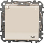 Gniazdo pojedyncze z uziemieniem, 2P+PE z przesłonami IP44, beż SEDNA DESIGN