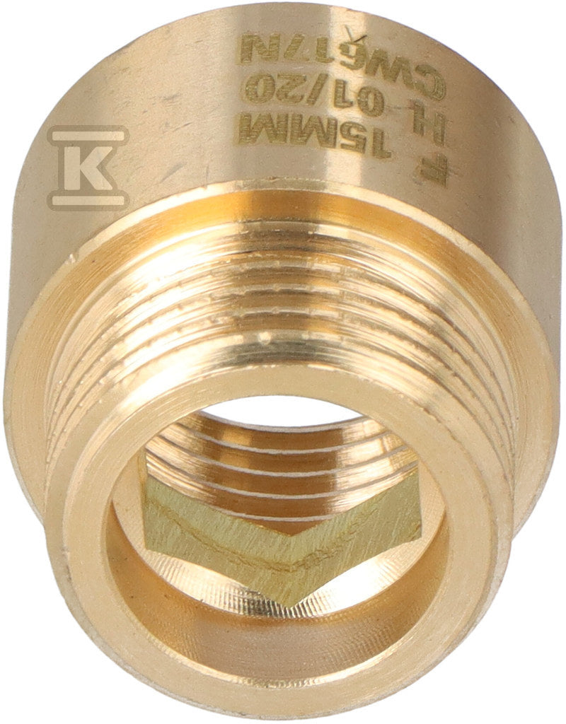 Przedłużka mosiężna 1/2" 15 mm żółta Onnline