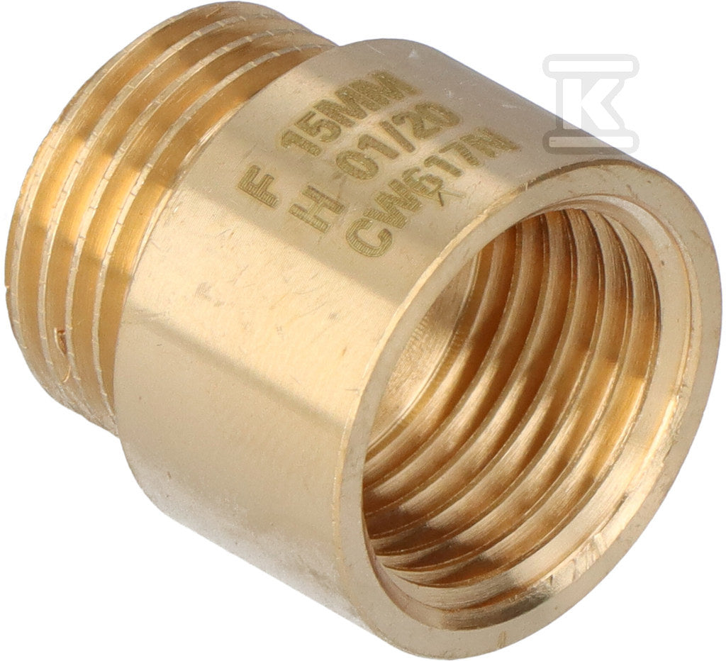 Przedłużka mosiężna 1/2" 15 mm żółta Onnline