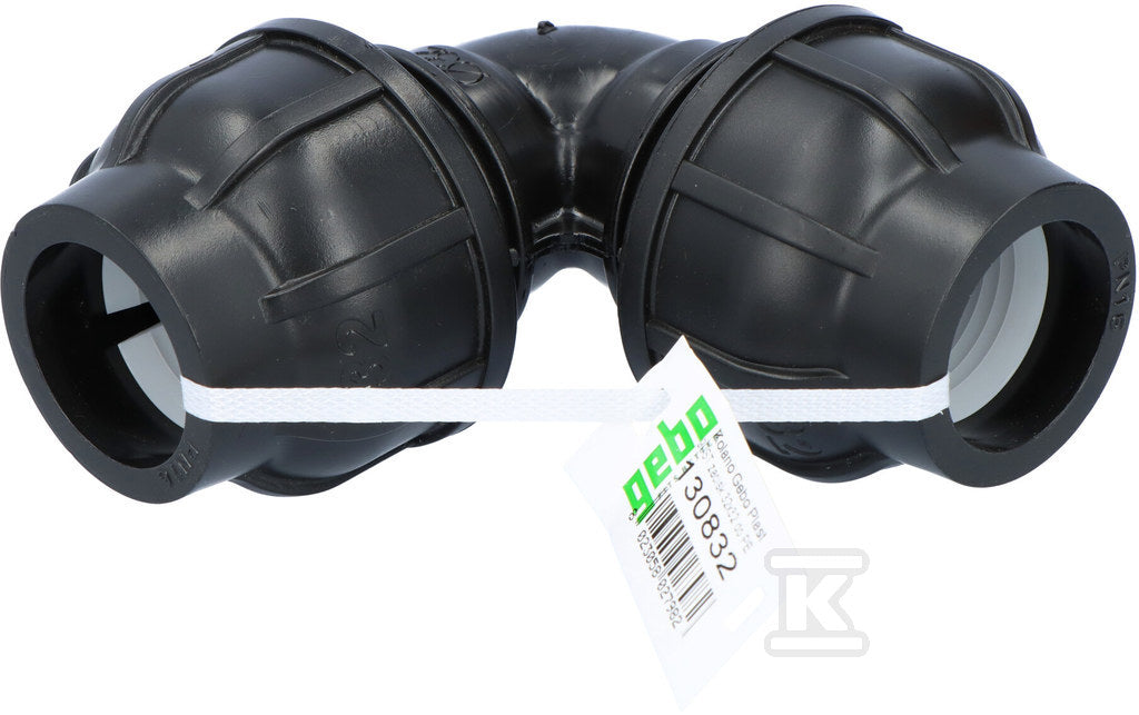 Kolano zaciskowe PP 90st. 32x32 PN16, do rur PE, kolor czarny