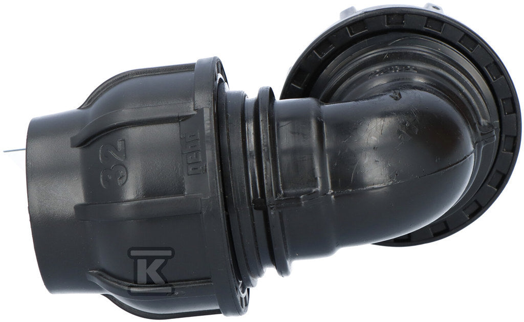 Kolano zaciskowe PP 90st. 32x32 PN16, do rur PE, kolor czarny
