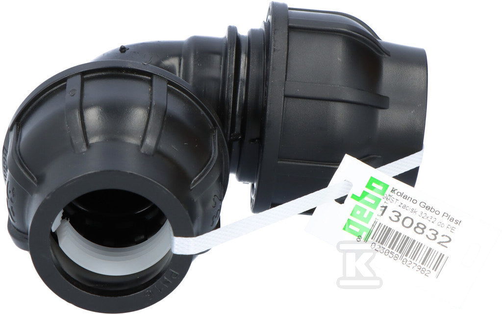 Kolano zaciskowe PP 90st. 32x32 PN16, do rur PE, kolor czarny