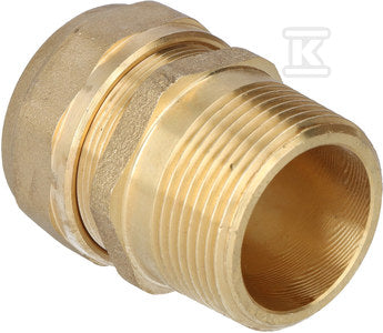 Złączka mosiężna przejściowa HELA-H 32x2.9mm-GZ 5/4" PN6, do rur preizolowanych Pex/PE, oznaczenie: H 32 32-6