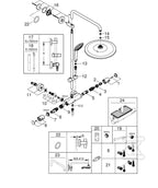 System prysznicowy Grohe Euphoria 310 z termostatem do montażu ściennego natynkowego, chrom, deszczownica jednostrumieniowa z ogranicznikiem przepływu 9,5 l/min., słuchawka 3 strumienie z ogranicznikiem przepływu 9,5 l/min., ramię prysznica 450 mm,