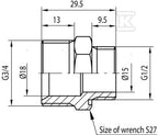 V-PEX Nypel redukcyjny 1/2"-3/4" o-ring mosiądz