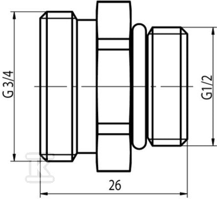 FUSION 3 Przyłączka G 1/2x3/4 do zespołów odcinających FUSION 3, niklowana