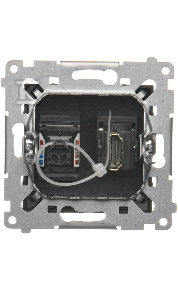 Gniazdo HDMI + RJ45 kat.6. (moduł), czarny mat Simon54