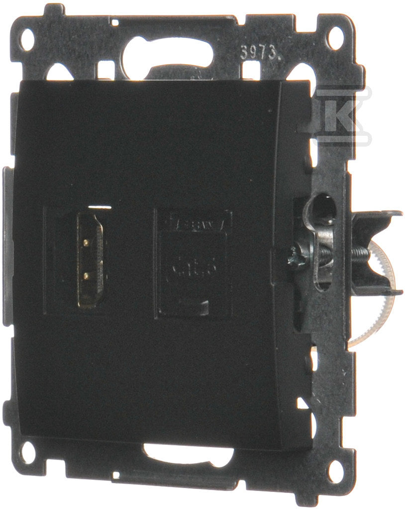 Gniazdo HDMI + RJ45 kat.6. (moduł), czarny mat Simon54