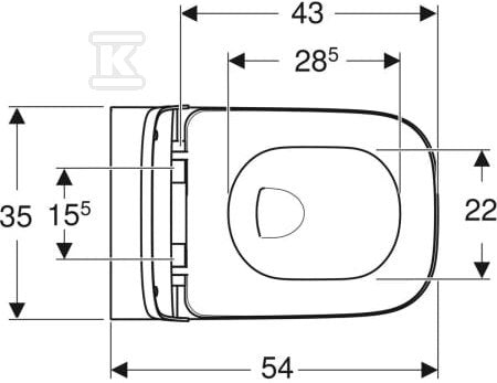 Zestaw wiszącej miski WC Smyle Square lejowa, B35.5 cm, H37.5 cm, T54 cm, ukryte mocowania, Rimfree, z deską sedesową, mocowanie od góry, z wypinanymi zawiasami, zachodząca pokrywa deski sedesowej, Duroplast